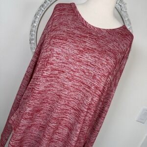 Rag & Bone Long Sleeve Heathered  Curved Hem Cropped T Shirt Red Size M